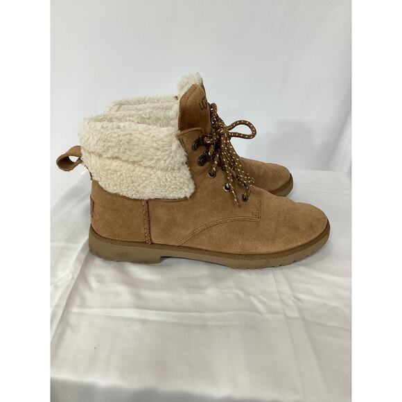 Ugg 'Romely Heritage' Brown Suede Lace Boot Size 9 - Picture 4 of 5